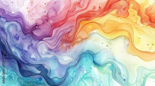 Wallpaper Mural abstract watercolor painting of swirling colors and shapes, with fluid lines that form an abstract representation of the sea or ocean Torontodigital.ca