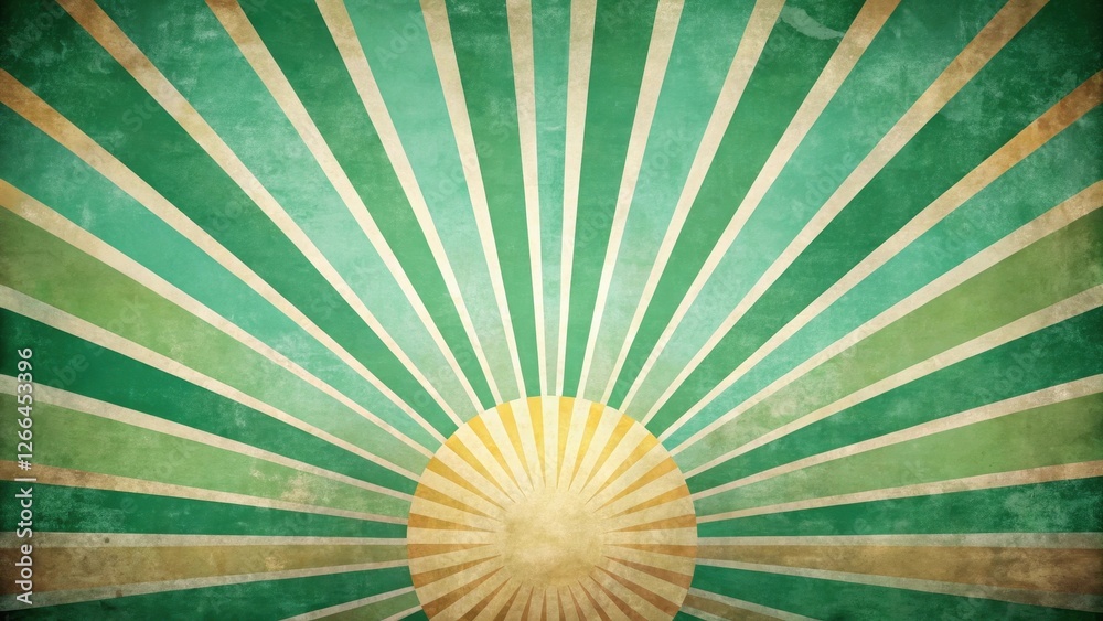 Obraz premium Abstract Vintage Sunburst Design with Shades of Green and Beige