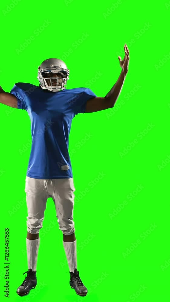American football player on green screen American football player on green screen