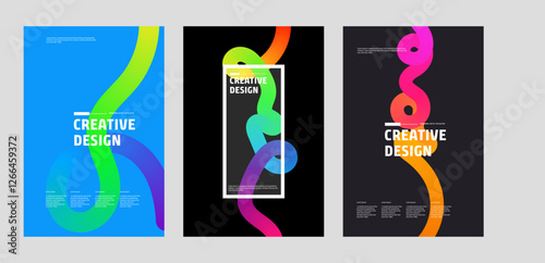 Abstract Colorful Creative Design Posters Modern Wave Lines
