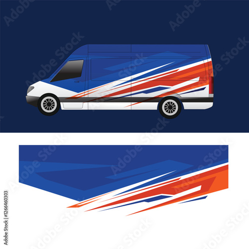Vector design of livery decals for wrapping van, bus and truck bodies.