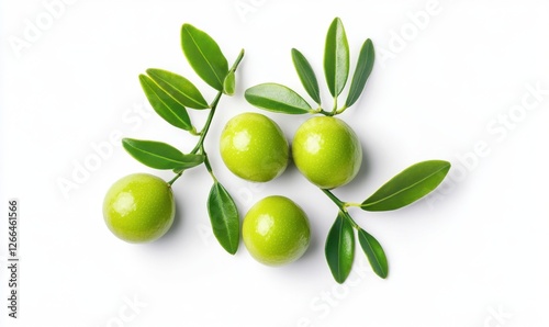 Wallpaper Mural Fresh green limes with leaves arranged on a clean white background, ideal for culinary use Torontodigital.ca