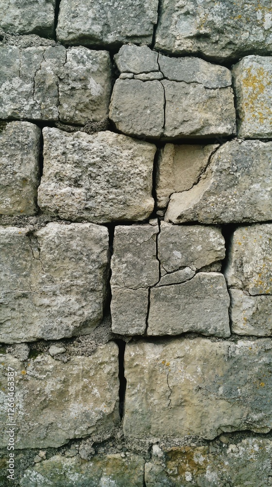 Cracked Stone Wall Texture with Unique Rock Patterns and Details Cracked Stone Wall Texture with Unique Rock Patterns and Details