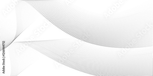Optical spotted texture. Monochrome wavy half tone effect. Abstract background with dots. Halftone dot pattern. Black white banner. Futuristic pop art print. Vector illustration.
