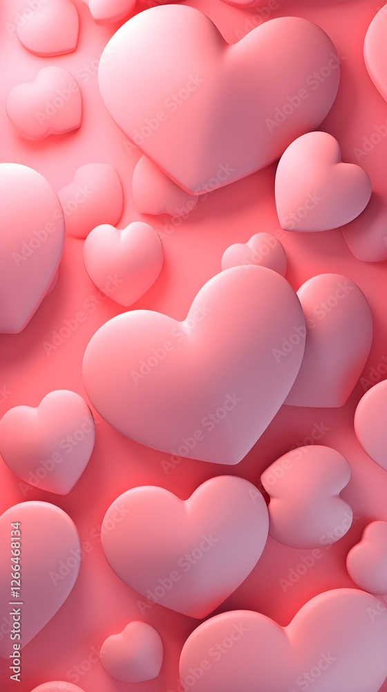 Romantic Pink Hearts Background Lovely 3D Render of Sweetheart Shapes Romantic Pink Hearts Background Lovely 3D Render of Sweetheart Shapes