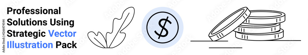 Coin stack, dollar icon, and abstract leaf element emphasizing concepts thumbs up finance, growth, investment, savings, sustainability, modern economy and branding. Ideal for flat landing page Coin stack, dollar icon, and abstract leaf element emphasizing concepts thumbs up finance, growth, investment, savings, sustainability, modern economy and branding. Ideal for flat landing page