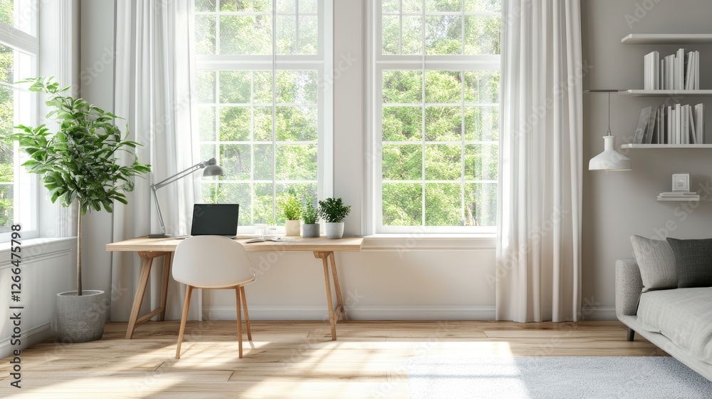 Study corner with adjustable furniture in a bright bedroom