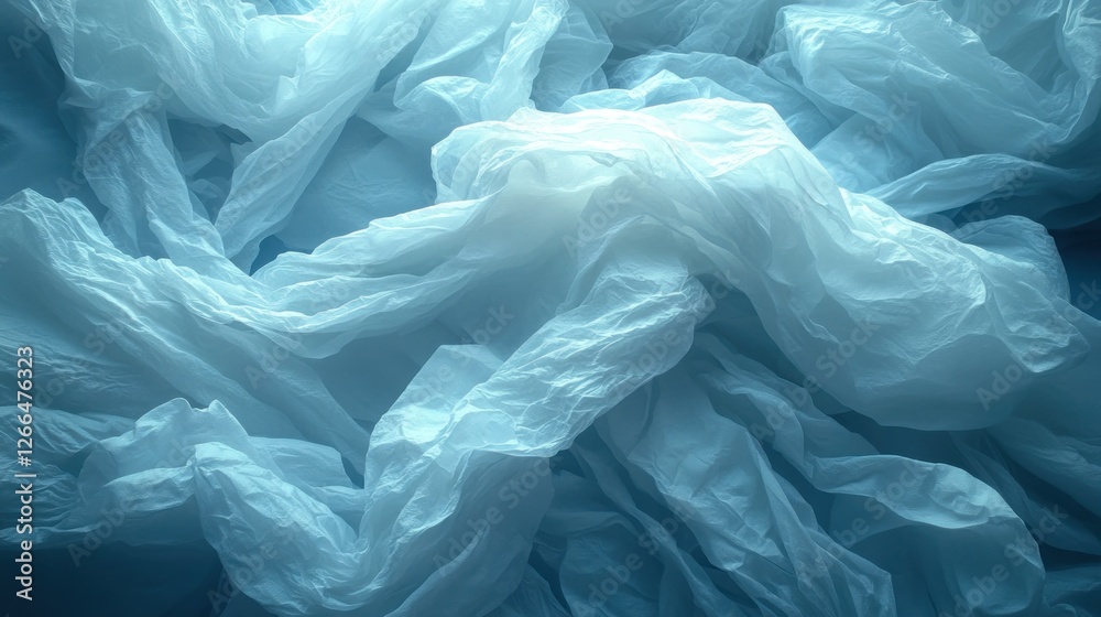 Fototapeta premium Plastic sheets, crumpled, studio, environmental problem