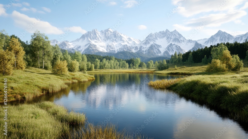 Beautiful river flowing through dense forest surrounded by lush greenery and natural wilderness Beautiful river flowing through dense forest surrounded by lush greenery and natural wilderness