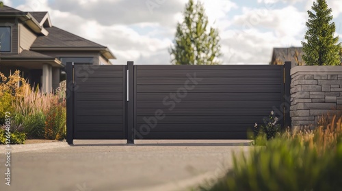 Wallpaper Mural Modern driveway gate in front of suburban homes Torontodigital.ca