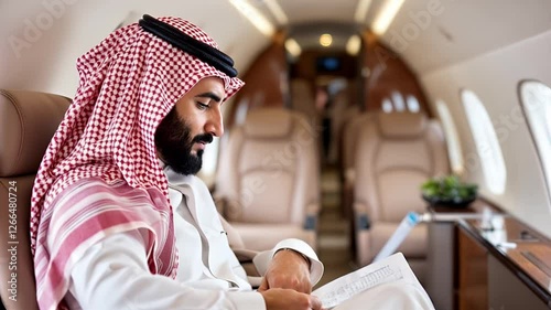 Arab Businessman on a Private Jet