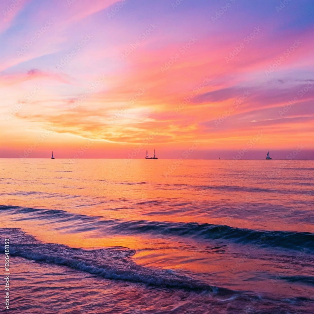 Naklejka premium Sunset over the sea