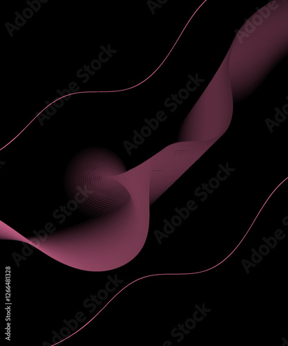 abstract purple neon glowing wave black background pattern.