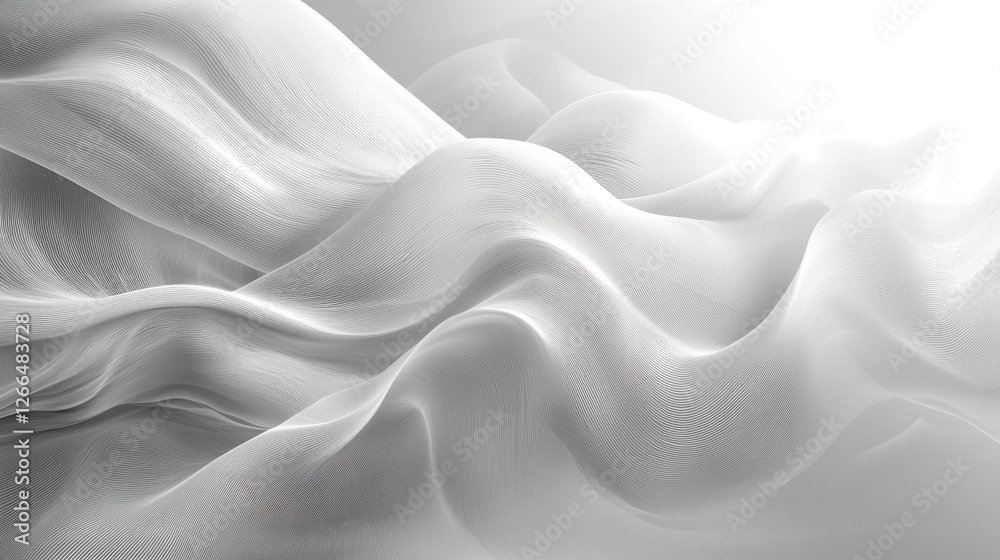 Obraz premium Abstract flowing white waves creating a serene and calming atmosphere.