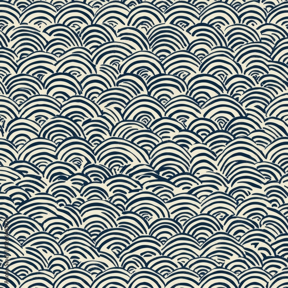 Traditional Japanese Wave Pattern Seamless Design for Backgrounds Traditional Japanese Wave Pattern Seamless Design for Backgrounds