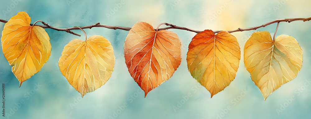 Obraz premium Autumn leaves branch nature scene