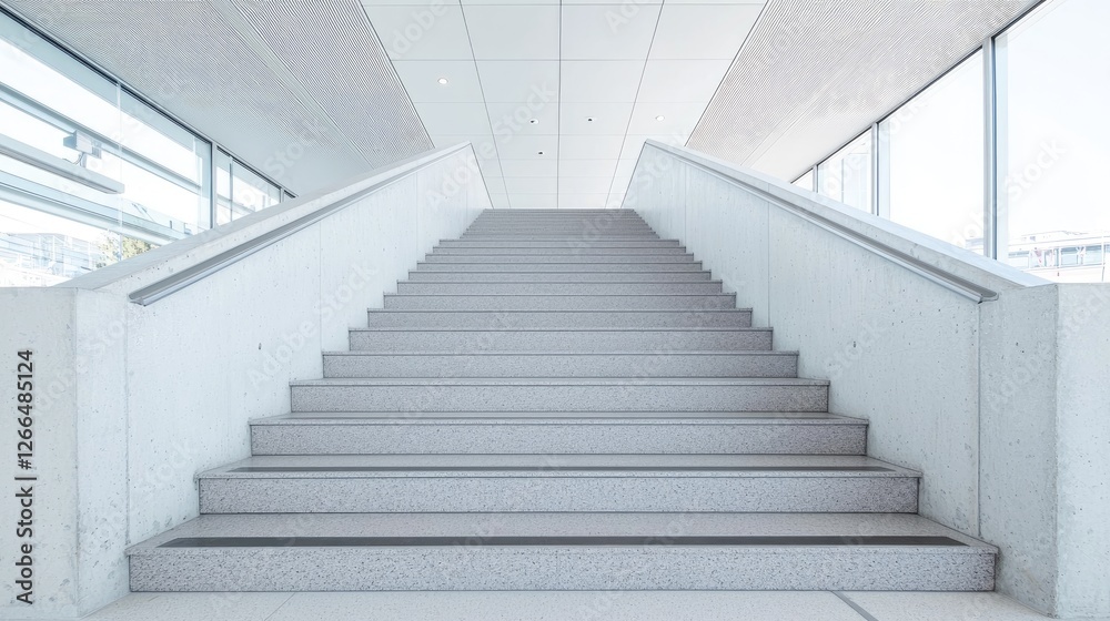 Modern Staircase in Empty Hallway Modern Staircase in Empty Hallway