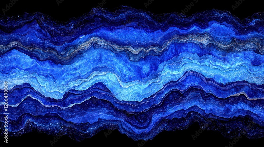 Obraz premium Abstract blue wave pattern on black background for digital art