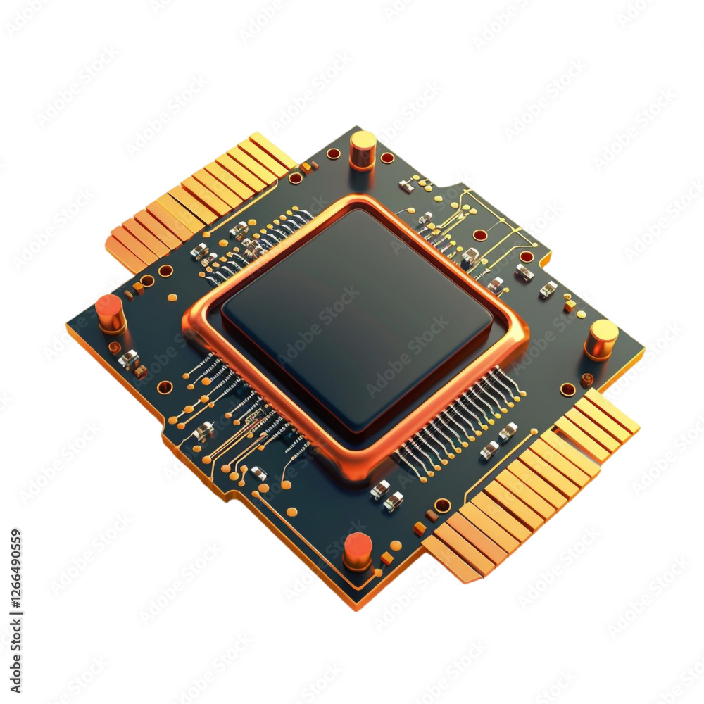 CPU 3D Icon Isolated on Transparent Background CPU 3D Icon Isolated on Transparent Background