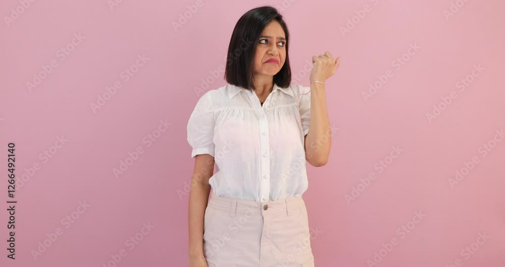 Bored tired fatigued young South Asian woman yawning, feel exhausted tiredness fatigue concept