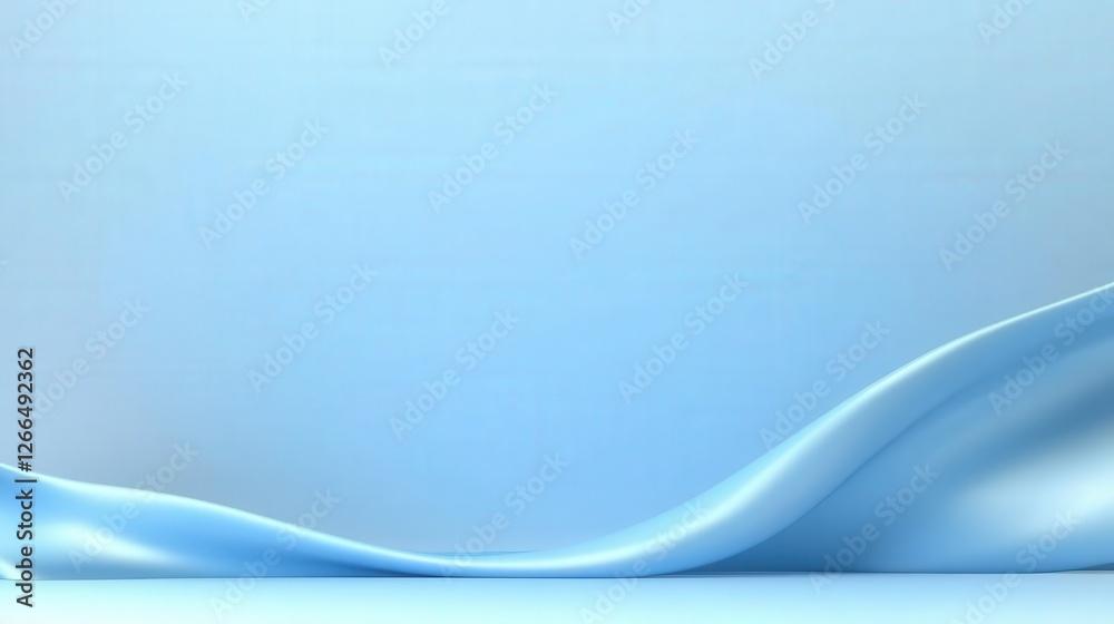 Obraz premium Blue fabric wave, smooth background, studio shot, product display