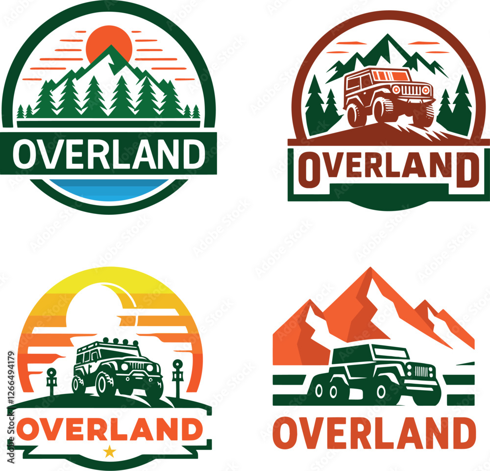Obraz premium Four Overland Vehicle Logos.