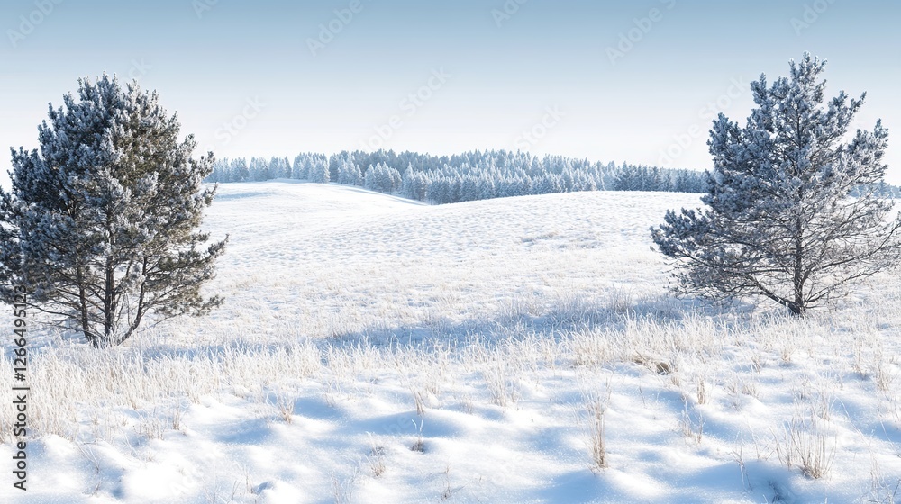 Serene Winter Snow Landscape Isolated on Transparent Background, Featuring Pristine Snow-Covered Trees, Soft Snowflakes, and a Peaceful Frosty Atmosphere. Serene Winter Snow Landscape Isolated on Transparent Background, Featuring Pristine Snow-Covered Trees, Soft Snowflakes, and a Peaceful Frosty Atmosphere.