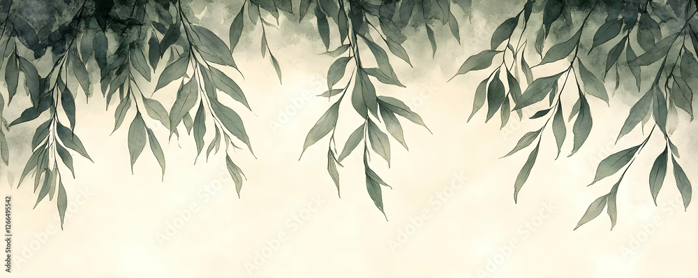 Weeping branches, tranquil scene, nature Weeping branches, tranquil scene, nature