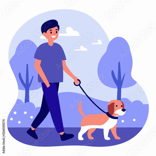 Man walking dog in a park