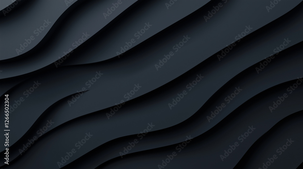 Obraz premium Sleek black waves create modern, textured background with depth and elegance.