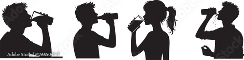 Four silhouettes drinking beverages.