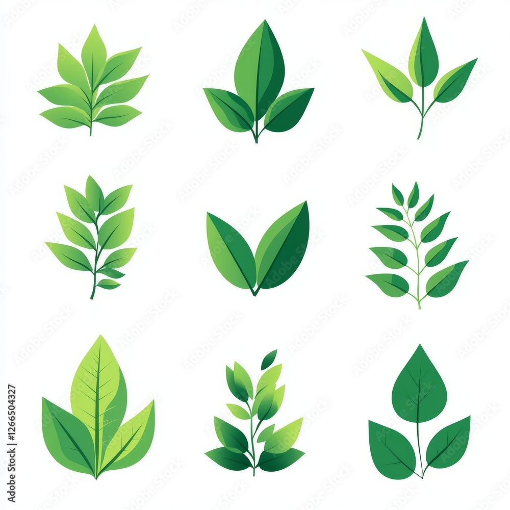 Fototapeta bundle of green graphic design shape clean aesthetic template isolated with white background