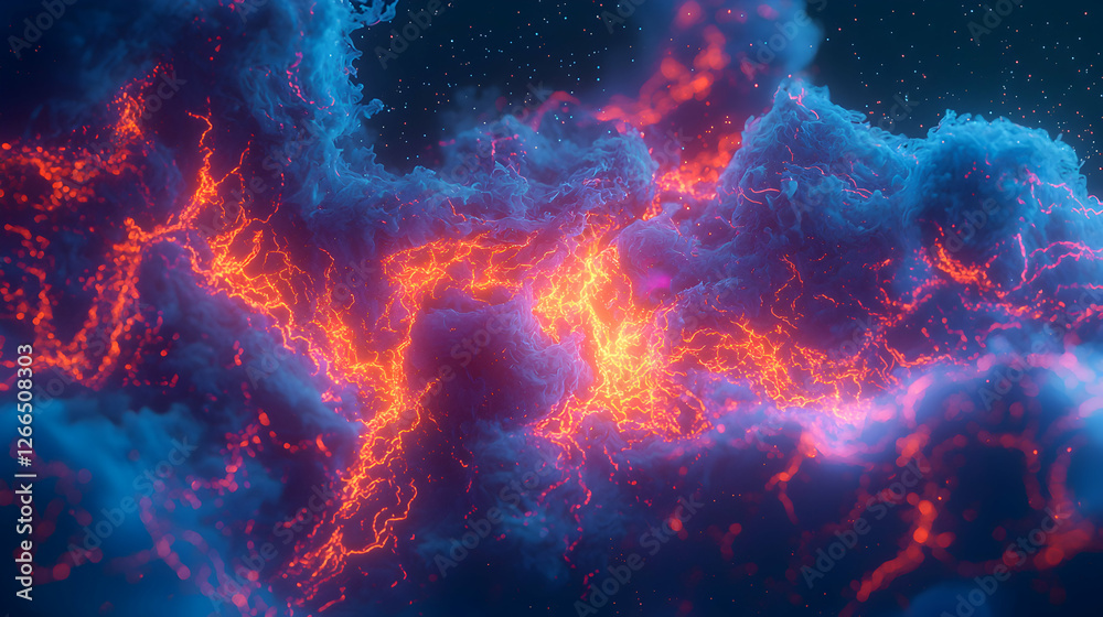 Fototapeta premium Abstract Nebula Clouds with Electric Glow and Stars Background Image