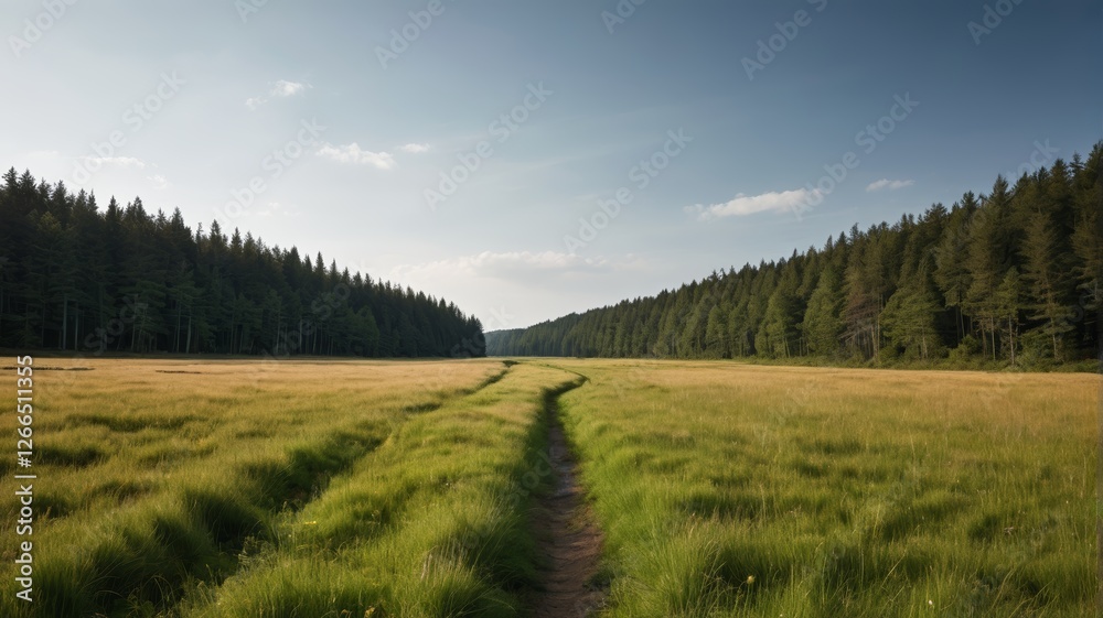 there is a path that is going through a field of grass there is a path that is going through a field of grass
