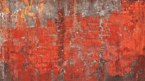 Distressed Red Brick Wall Texture with Faded Color Variations