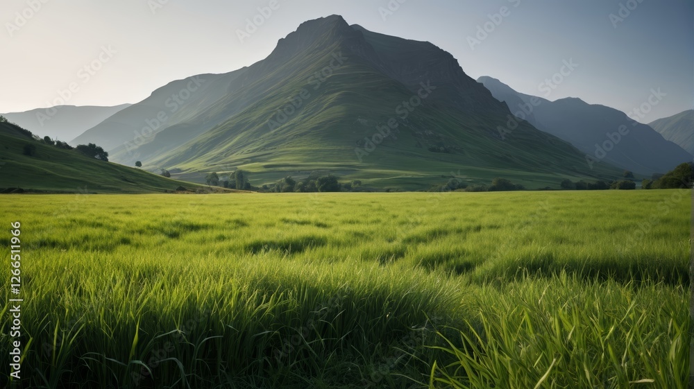 grassy field with mountains in the background grassy field with mountains in the background
