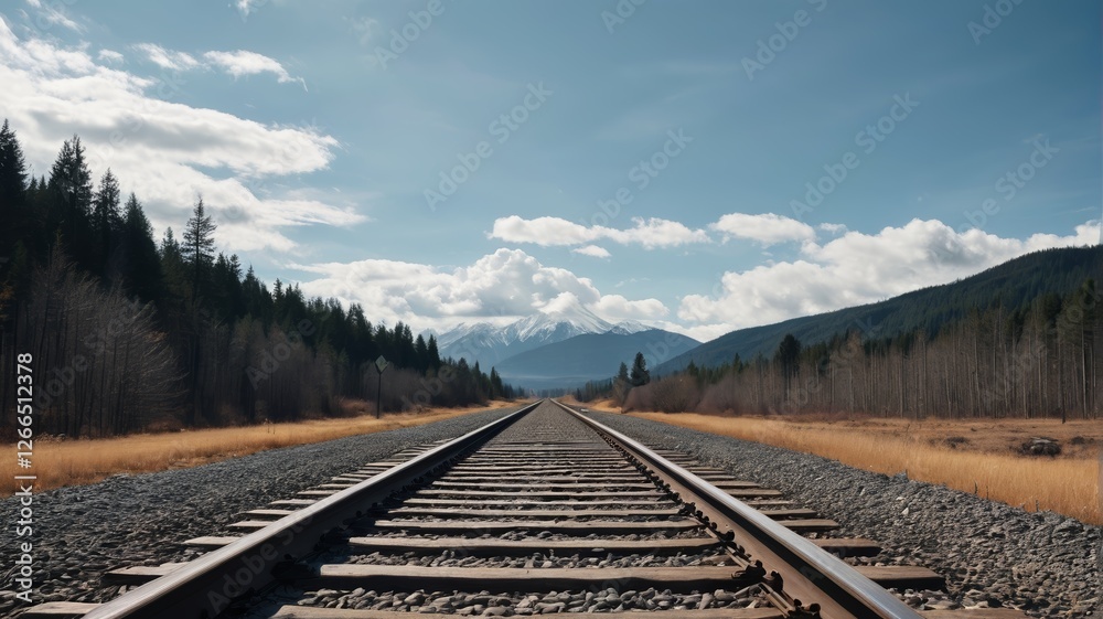 Fototapeta premium there is a train track that is going through the woods