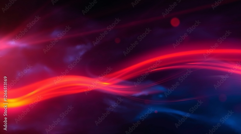 Dynamic motion blur, mystic enchanting environment. Orange and red rays on a dark blue abstract layer with a black background. Crystal flare, holographic reflection, bokeh. Dynamic motion blur, mystic enchanting environment. Orange and red rays on a dark blue abstract layer with a black background. Crystal flare, holographic reflection, bokeh.