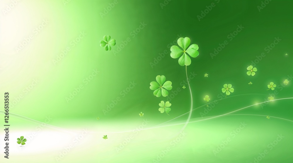 Adorable and cute modern minimalist St. Patricks Day design, floating 3D shamrock leaves, soft emerald gradient background Adorable and cute modern minimalist St. Patricks Day design, floating 3D shamrock leaves, soft emerald gradient background