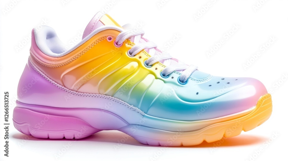 Rainbow Gradient Sneaker with a Sleek and Modern Design. Generative AI Rainbow Gradient Sneaker with a Sleek and Modern Design. Generative AI