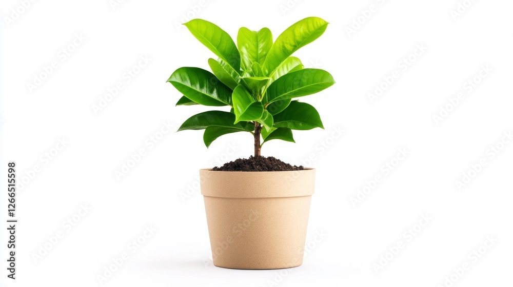 Indoor Plant in a Simple Pot with Fresh Green Leaves. Generative AI Indoor Plant in a Simple Pot with Fresh Green Leaves. Generative AI