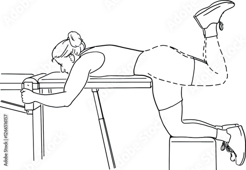 Glute Kickback Exercise on Bench Strength Training Illustration for Lower Body Workout