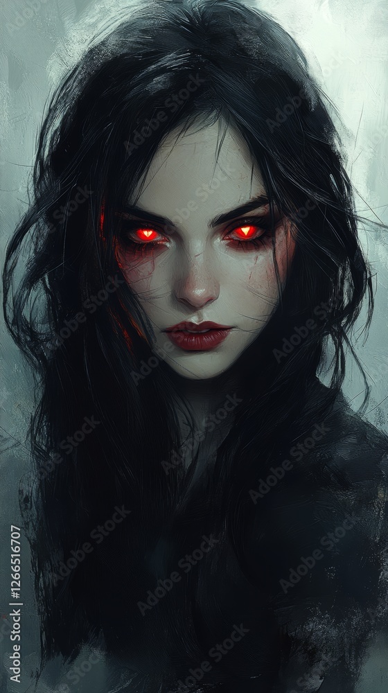 Mysterious Woman with Glowing Red Eyes Mysterious Woman with Glowing Red Eyes