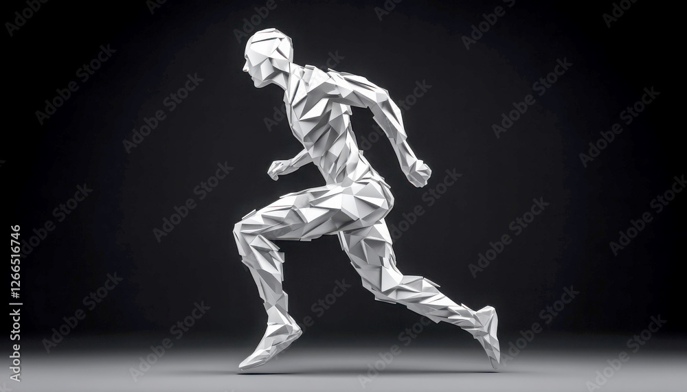 Dynamic abstract figure running in modern 3D style. Dynamic abstract figure running in modern 3D style.