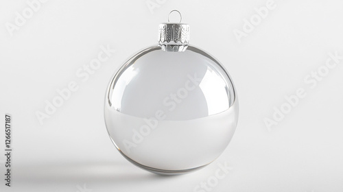 Reflective glass Christmas ball adorns a snow-white backdrop, capturing the essence of holiday joy and festive spirit