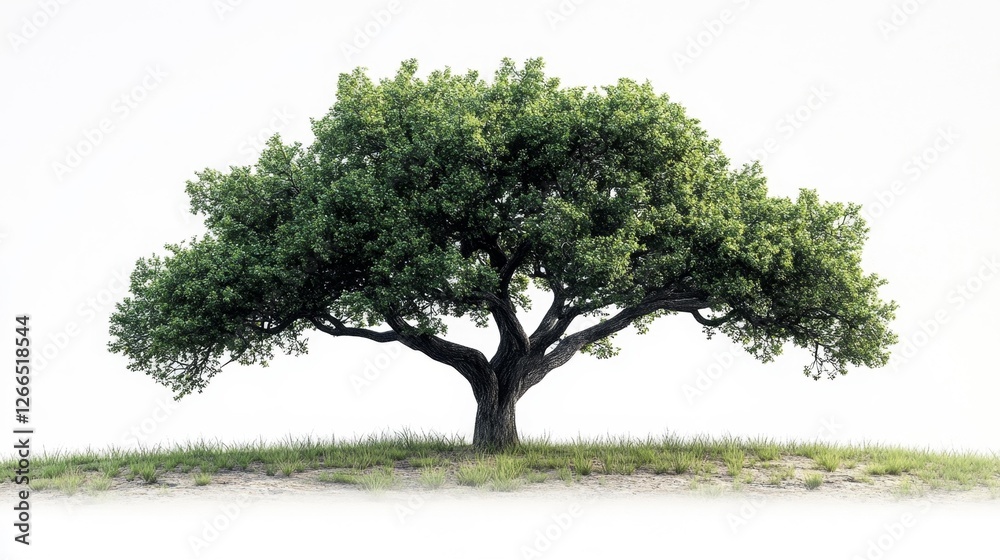 Fototapeta premium Green Tree on Isolated White Background. Generative AI