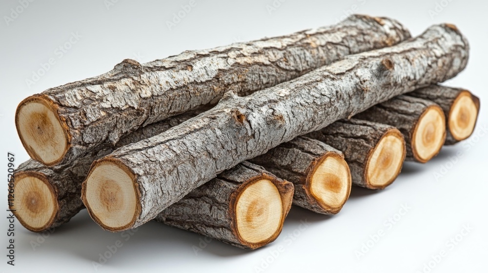 Stacked Logs of Wood with Detailed Bark and Clean Cross-Sections. Generative AI Stacked Logs of Wood with Detailed Bark and Clean Cross-Sections. Generative AI