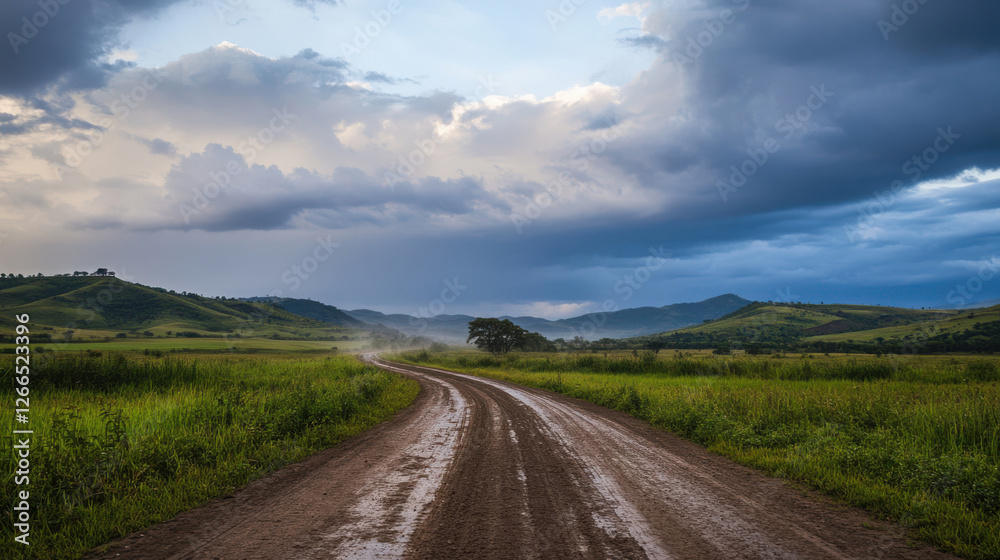 winding rural road surrounded by lush greenery and hills winding rural road surrounded by lush greenery and hills