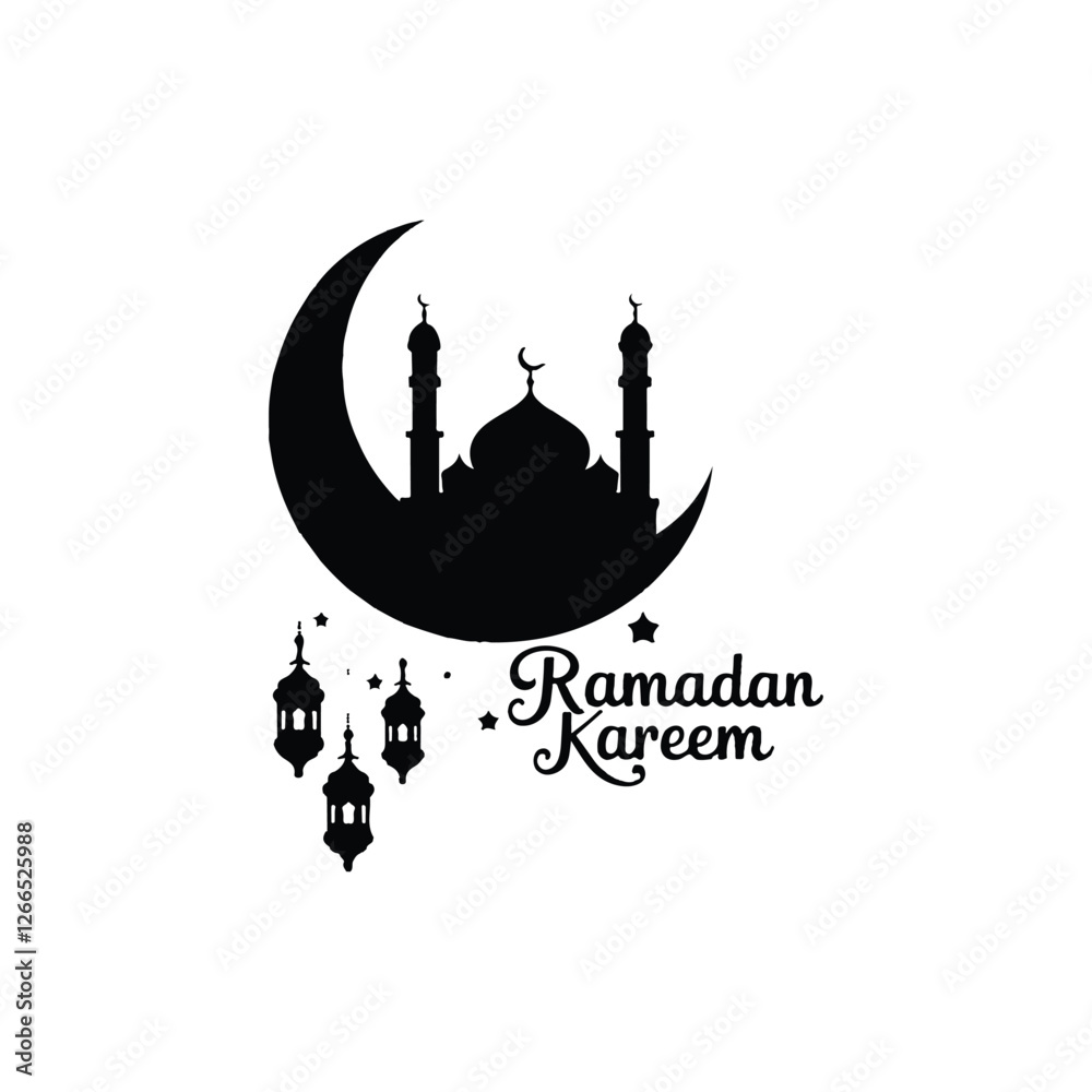 Ramadan Kareem Crescent and Lanterns Design Ramadan Kareem Crescent and Lanterns Design