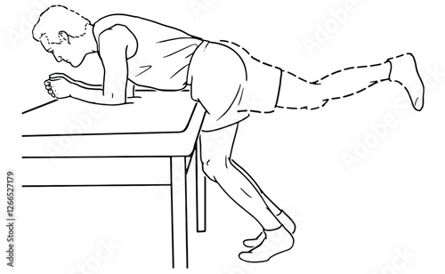 Single-Leg Glute Kickback Exercise: Male Fitness Workout Illustration for Strength Training